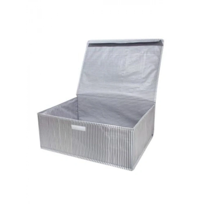 Kapaklı Çok Amaçlı Çamaşır Saklama Kutusu - 50x40x19 cm - Gri