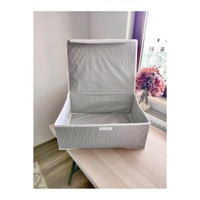 Kapaklı Çok Amaçlı Çamaşır Saklama Kutusu - 50x40x19 cm - Gri