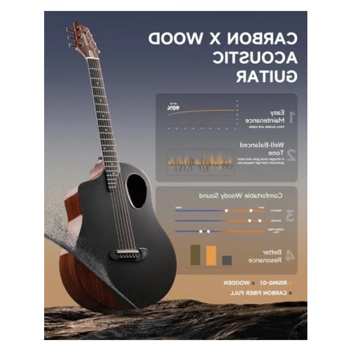 Karbon Fiber Akustik Gitar - Parlak Kahverengi
