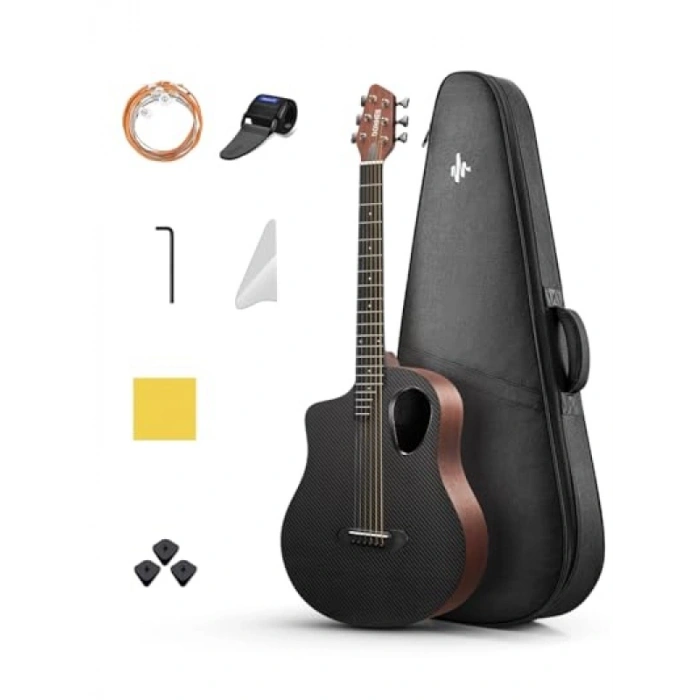 Karbon Fiber Akustik Gitar Seti - Mat Kahverengi