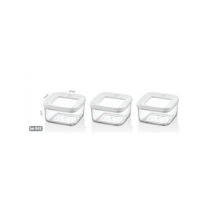 Kare Saklama Kabı Seti, 3x350 ml