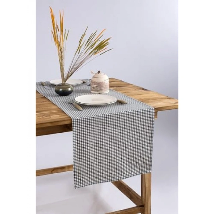 Kareli Keten Piti Piknik Örtüsü - 40 x 150 cm