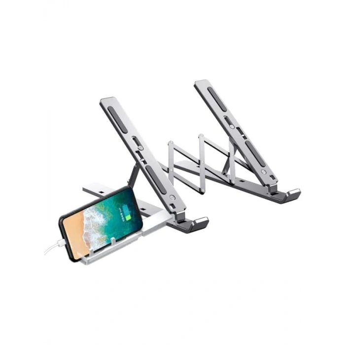 Katlanabilir Alüminyum Laptop Standı, 13 Kademeli Yükseklik