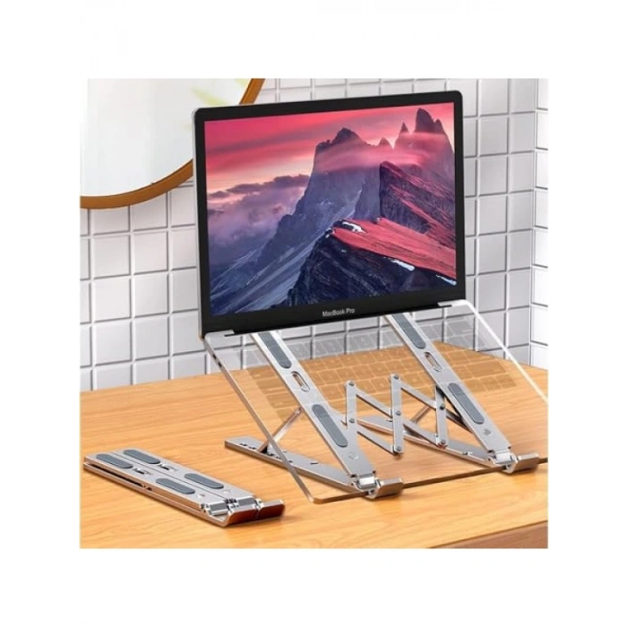 Katlanabilir Alüminyum Laptop Standı, 13 Kademeli Yükseklik