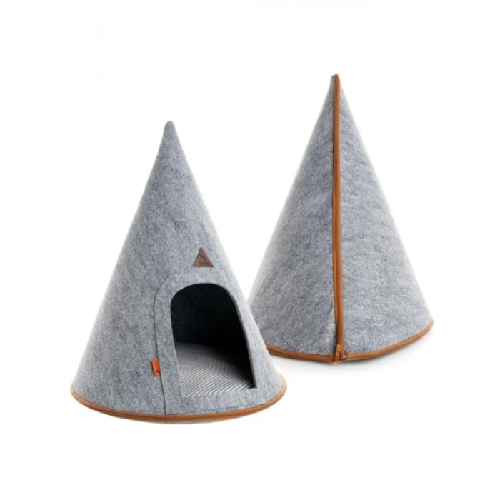 Katlanabilir Kedi Evi - Taşınabilir, Kolay Kurulum, Isı Yalıtımlı, Gri
