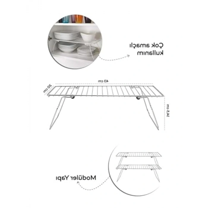 Katlanabilir Metal Dolap İç Düzenleyici Raf