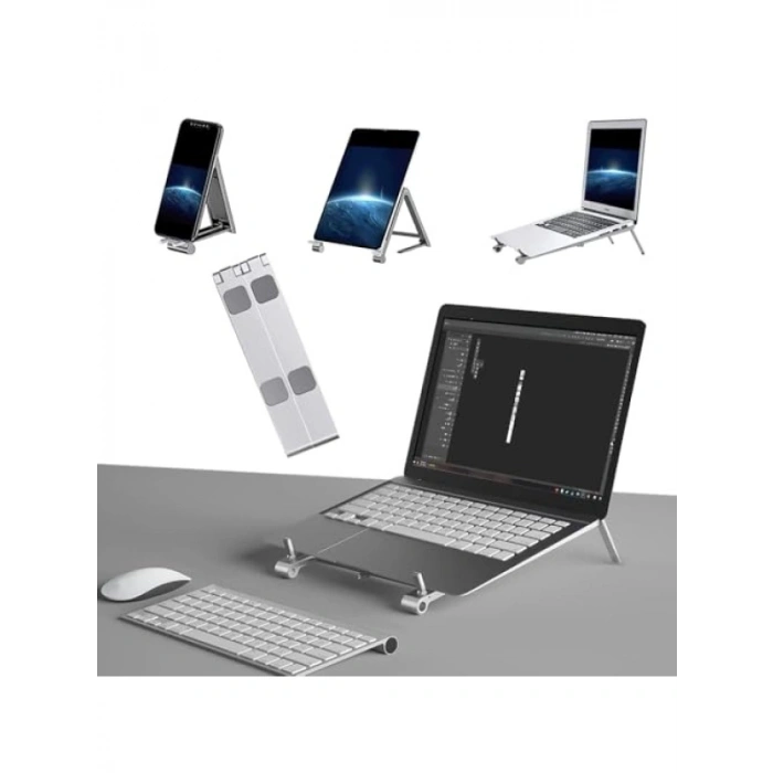 Katlanabilir Metal Laptop Standı, Taşınabilir Tablet ve Telefon Yükseltici