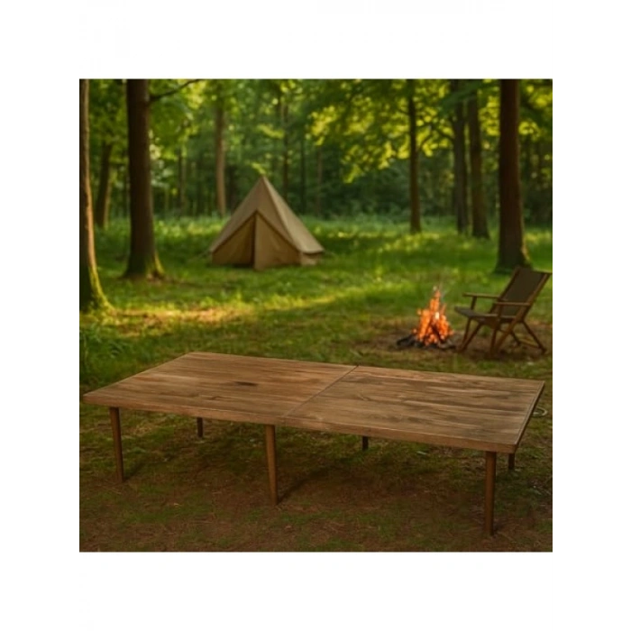 Katlanır Ahşap Piknik ve Bahçe Masası 70x150 cm - Ceviz Renk