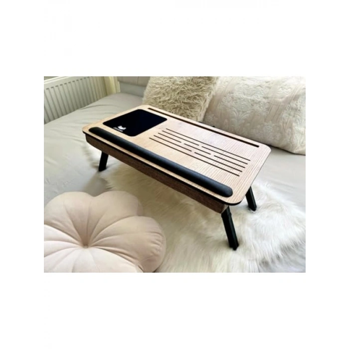 Katlanır Laptop Sehpası - Minderli, Telefon ve Tablet Bölmeli