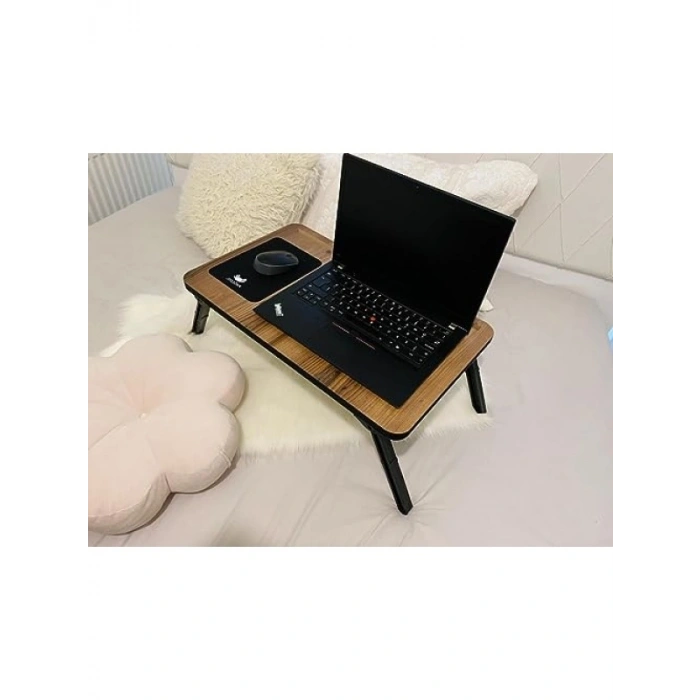 Katlanır Laptop Sehpası, Telefon ve Tablet Bölmeli, Modern Tasarım