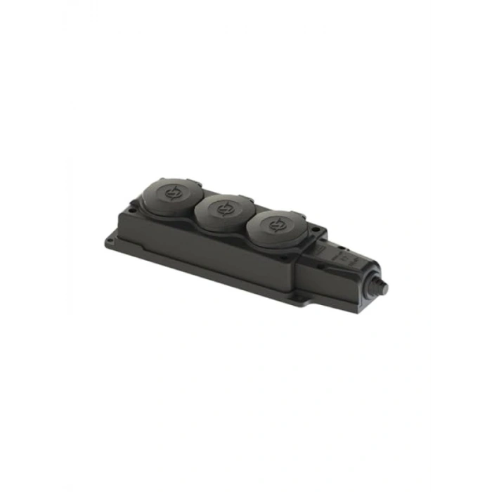 Kauçuk Üçlü Grup Priz - 16A, 220-250V, Darbe Korumalı