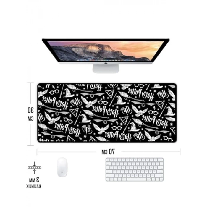 Kaymaz Oyun Klavye Mouse Pad - 70x30 cm Harry Potter Temalı