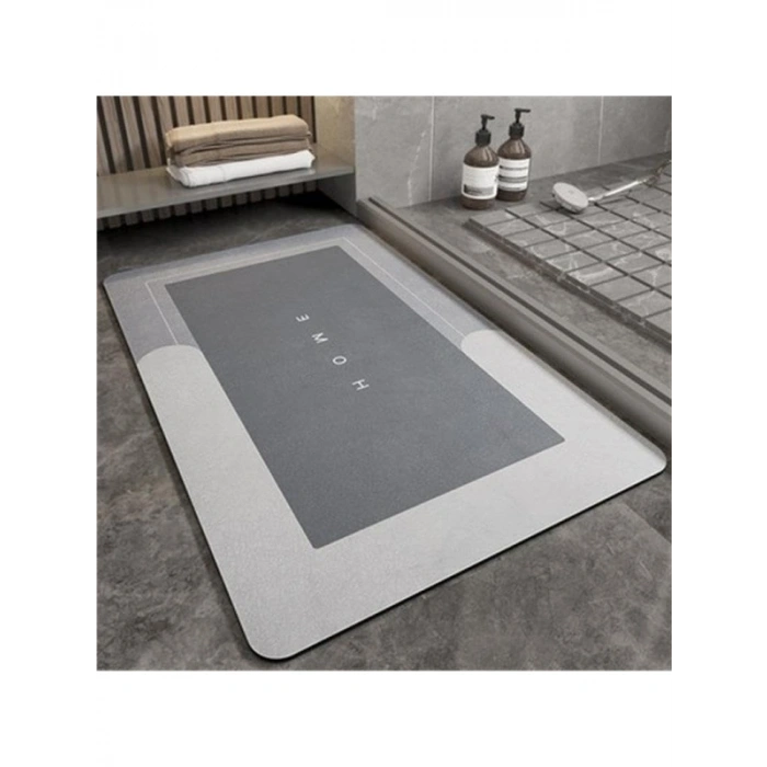 Kaymaz Tabanlı Süper Emici Banyo Paspası, 50x70 cm, Gri