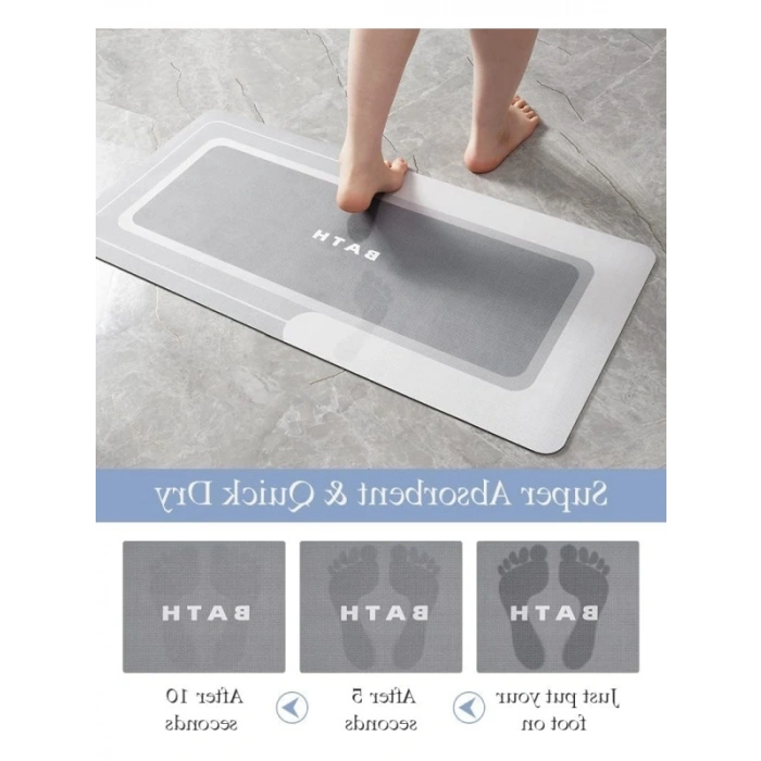 Kaymaz ve Süper Emici Banyo Paspası - Hızlı Kuruyan İnce Tasarım