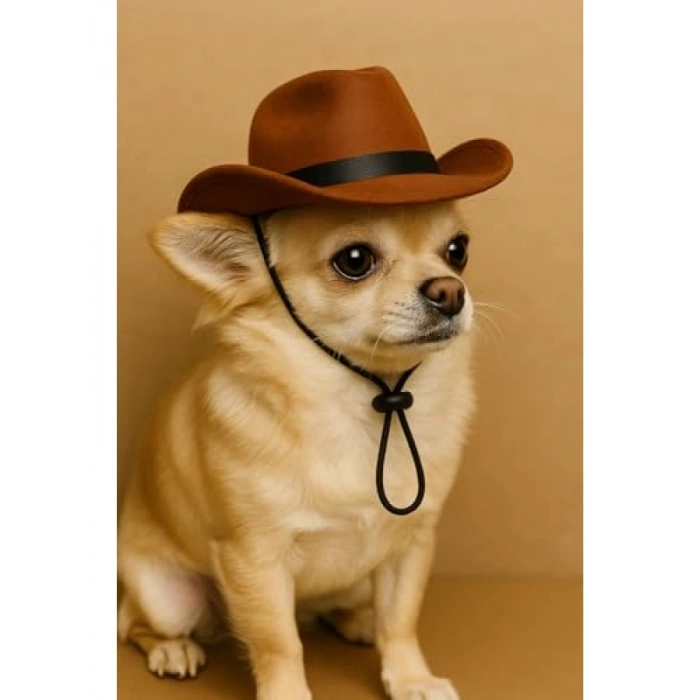 Keçe Malzeme Kedi ve Küçük Irk Köpek Kovboy Şapkası