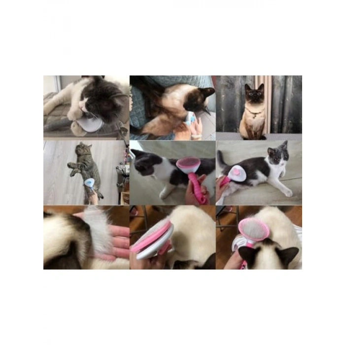 Kedi ve Köpek İçin Kendi Kendini Temizleyen Tüy Tarağı (Pembe)