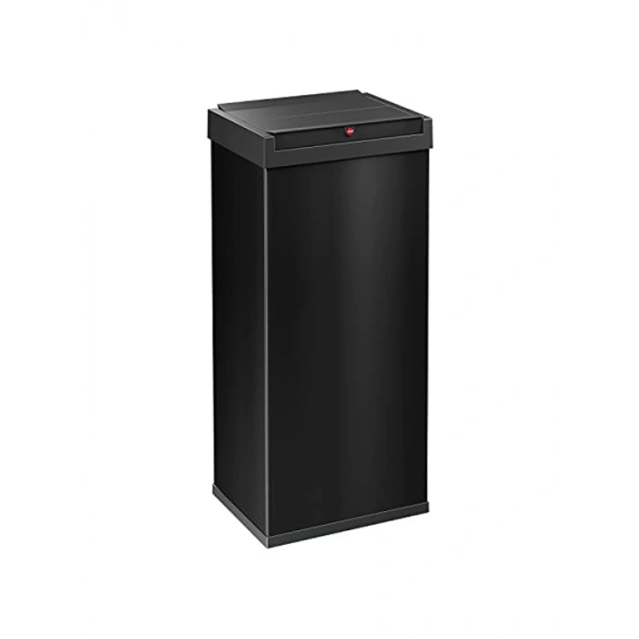 Kendinden Kapanan Kapaklı 52 Litre Çöp Kutusu - Siyah Metal Gövde