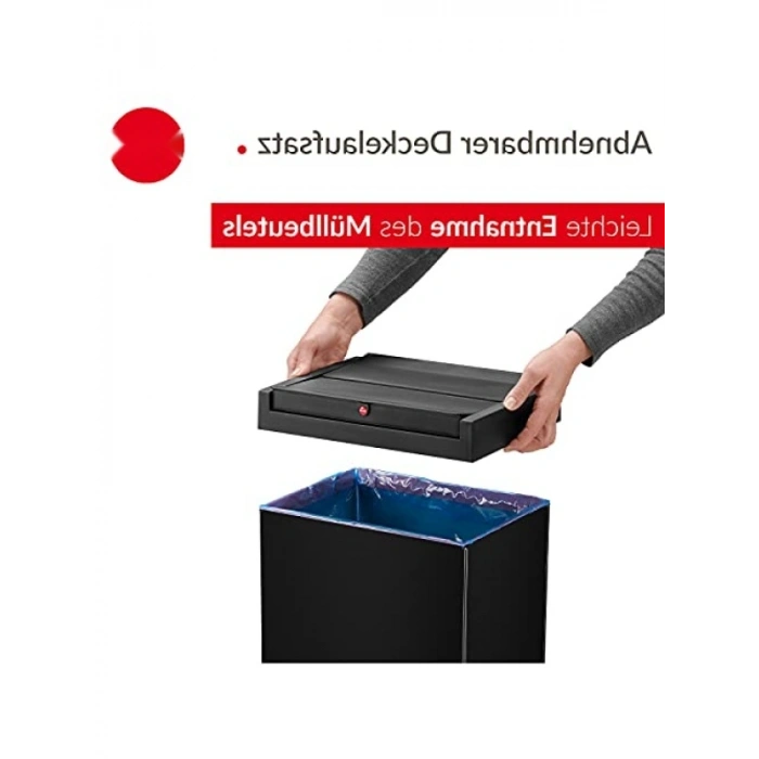 Kendinden Kapanan Kapaklı 52 Litre Çöp Kutusu - Siyah Metal Gövde