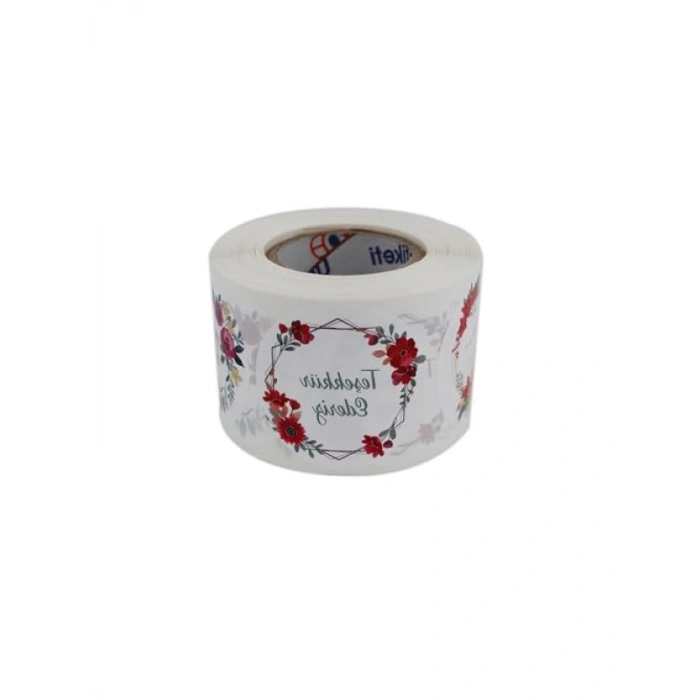 Kendinden Yapışkanlı Teşekkür Ederiz Etiketi - 50mm Çap, 500 Adet Rulo