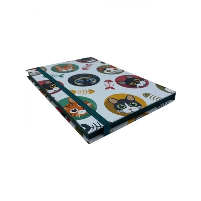 Kılçıklı Kediler Temalı Çizgisiz Defter, Hard Cover