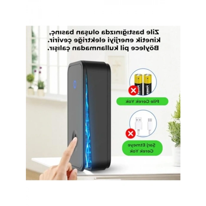 Kinetik Enerjili Kablosuz Kapı Zili Seti | 150 Metre Bağlantı Aralığı
