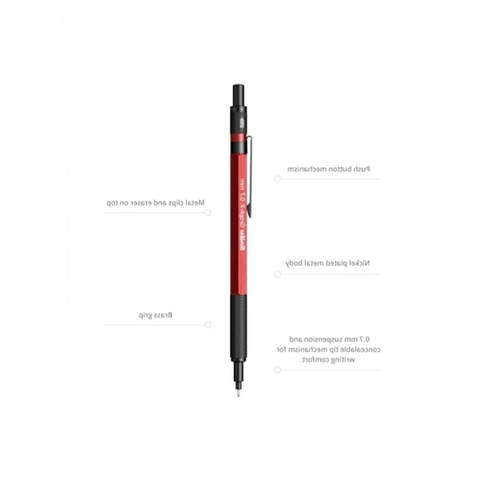 Kırmızı 0.7 mm Uçlu Metal Gövdeli Versatil Kalem