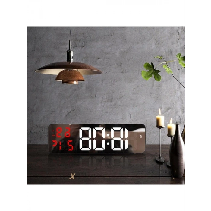 Kırmızı LED Ekranlı Nem Ölçer ve Masa Alarm Saati