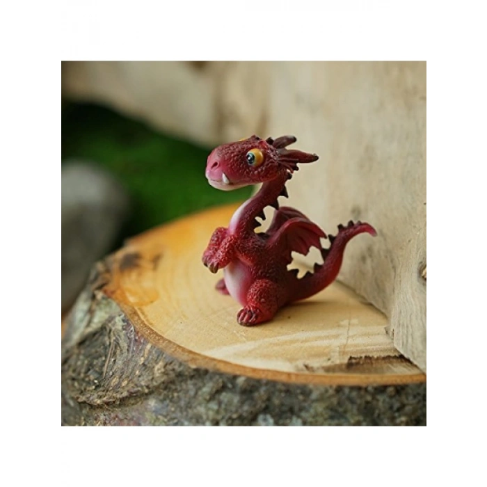 Kırmızı Minyatür Peri Bahçesi ve Teraryum Mini Ejderha Heykeli - 5 cm