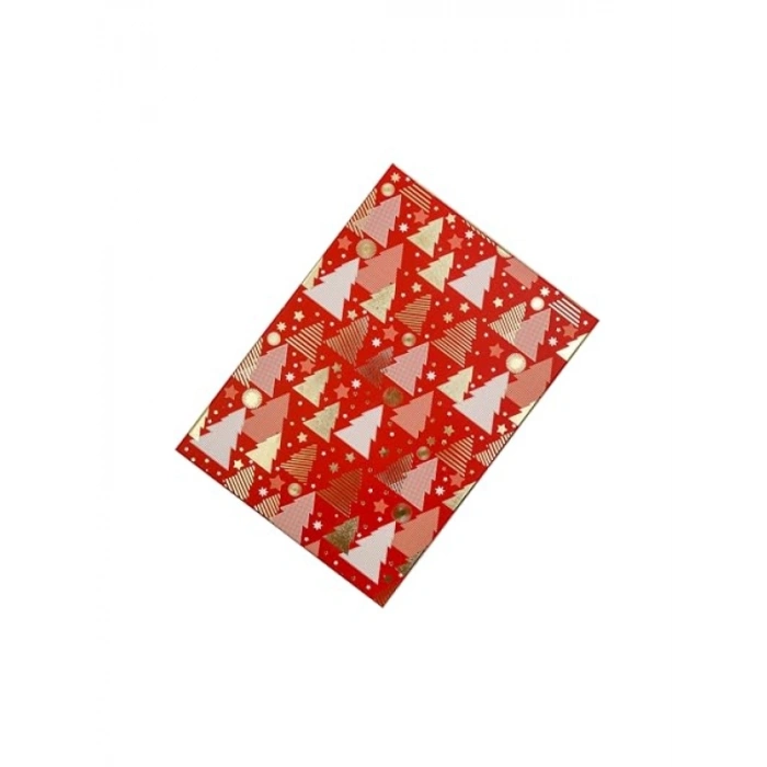 Kırmızı Noel Temalı Kapaklı Hediye Kutusu - 27x19x7 cm