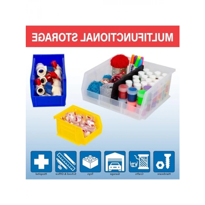 Kırmızı Plastik Saklama Kabı 27,9 x 12,7 cm - 12 Adet İstiflenebilir