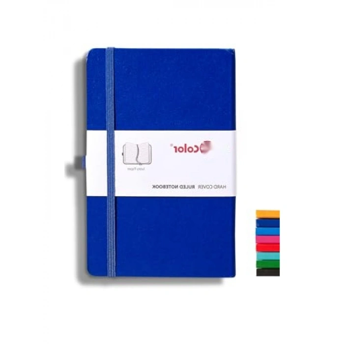 Klasik Çizgili Defter 13x21 cm, Lacivert, Kolay Açılan Sert Kapak
