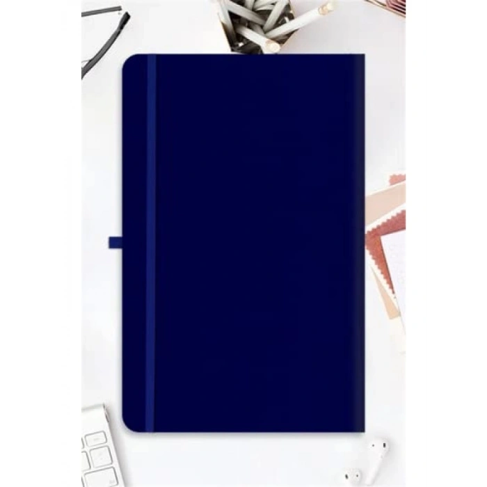 Klasik Çizgili Defter 13x21 cm, Lacivert, Kolay Açılan Sert Kapak