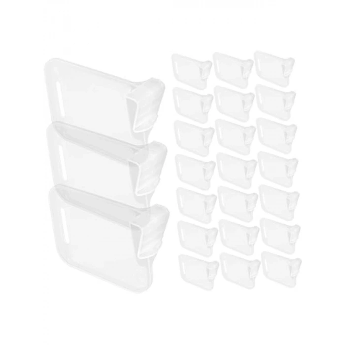 Kompakt 20li Buzdolabı Bölücü Klips Seti - Şeffaf Beyaz Organizer