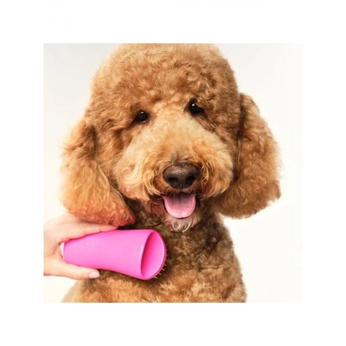 Köpekler için Ergonomik Tüy Bakım Fırçası - Pembe ve Sarı