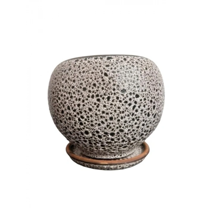 Krem Kahve Şekilli 15 Cm Tabaklı Toprak Saksı
