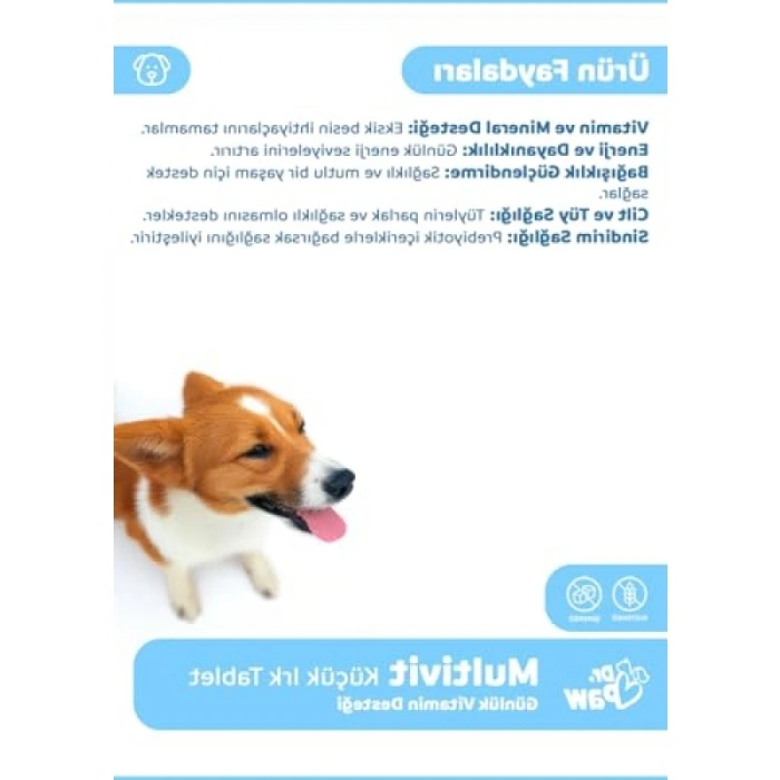Küçük Irk Köpekler İçin Günlük Vitamin İhtiyacı Premium Tablet (60 Adet)