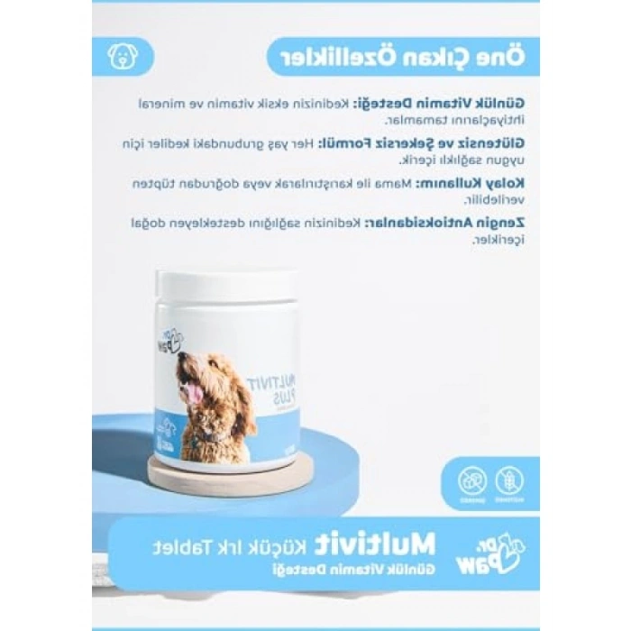 Küçük Irk Köpekler İçin Günlük Vitamin İhtiyacı Premium Tablet (60 Adet)