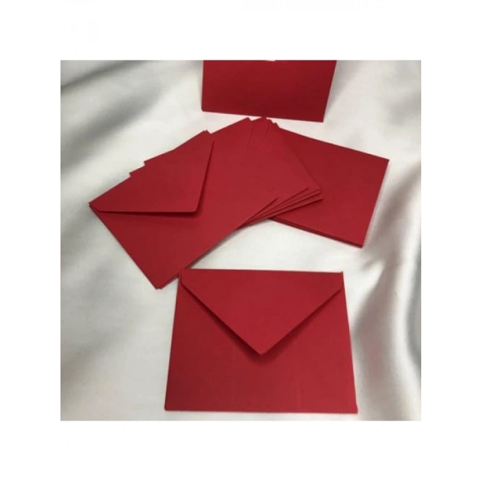 Küçük Kırmızı Mesaj Zarfı - 10 Adet, 7x9 cm