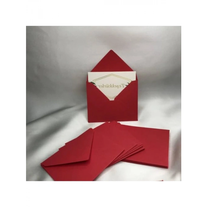 Küçük Kırmızı Mesaj Zarfı - 10 Adet, 7x9 cm