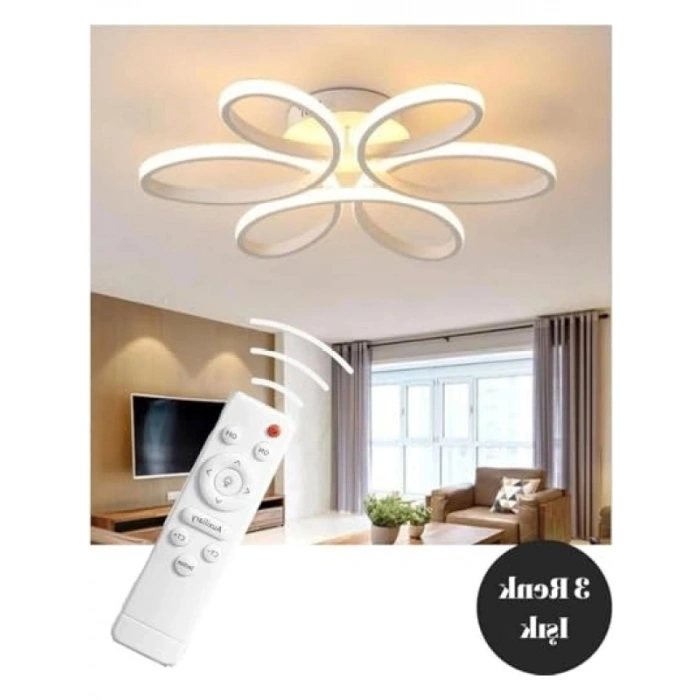 Kumandalı 3 Renk LED Plafonyer Avize, 53 cm