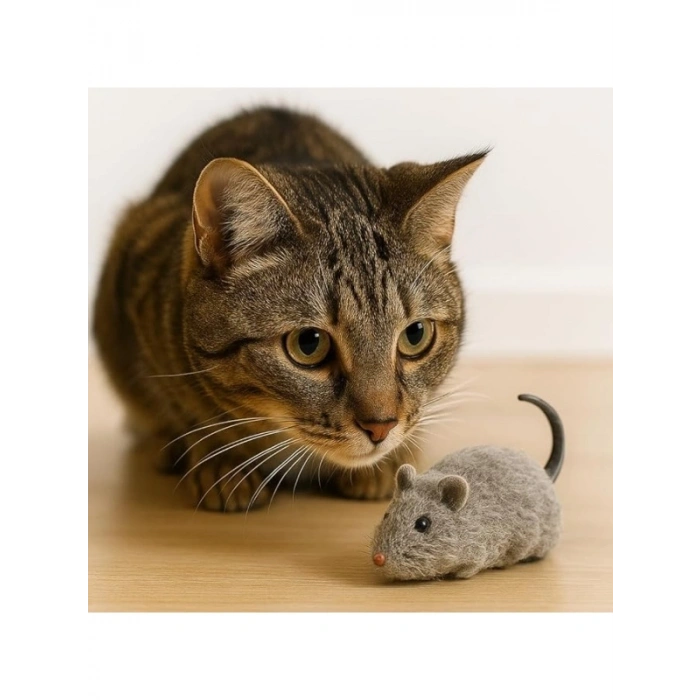 Kurmalı Hareketli Kedi Oyuncağı - Eğlenceli Peluş Fare Seti (2 Adet)