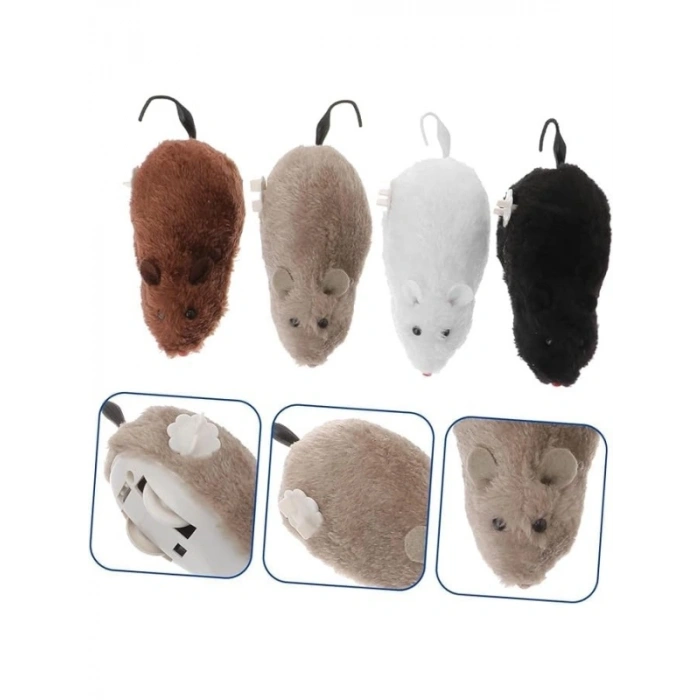 Kurmalı Hareketli Kedi Oyuncağı - Eğlenceli Peluş Fare Seti (2 Adet)