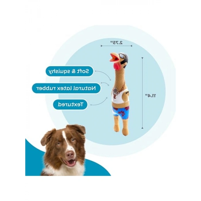 Lateks Tavuk Şeklinde Köpek Oyuncağı - Çok Renkli
