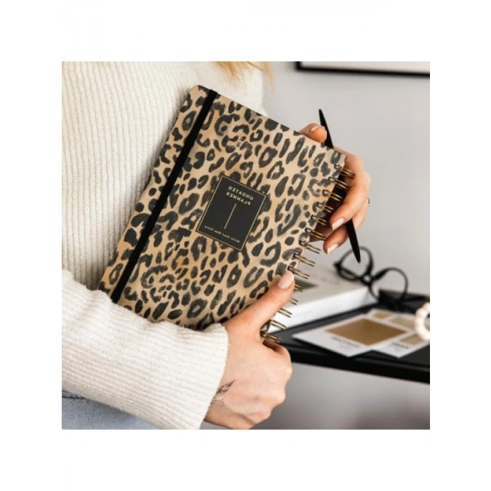 Leopar Desenli A5 Spiralli Süresiz Planlayıcı Ajanda, 15x21 cm