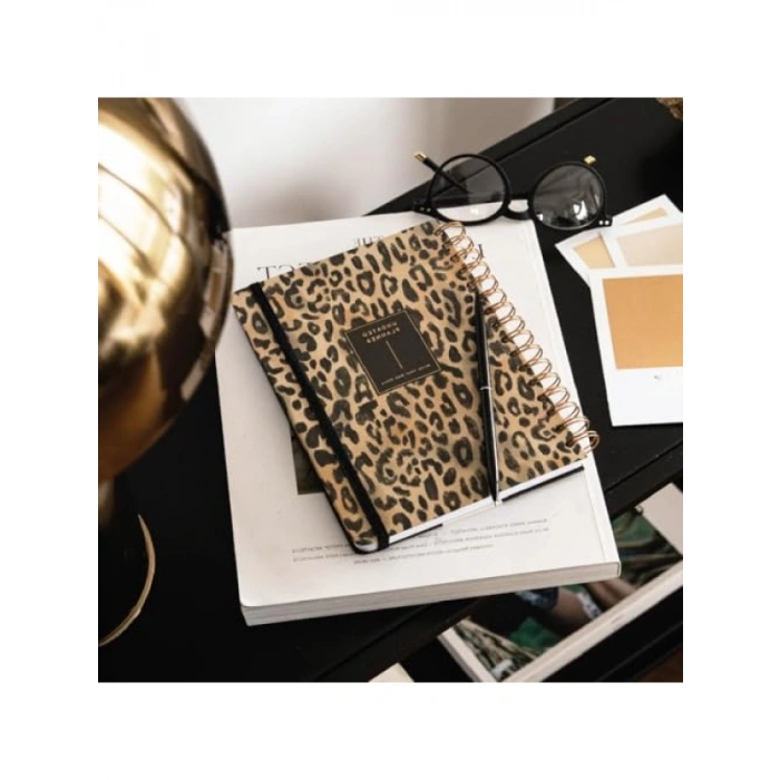 Leopar Desenli A5 Spiralli Süresiz Planlayıcı Ajanda, 15x21 cm