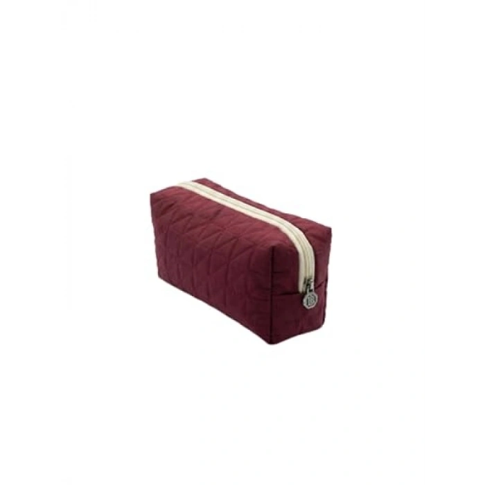 Lüks Bordo Kapitone Desenli Makyaj ve Kozmetik Çantası - 20x10x8 cm