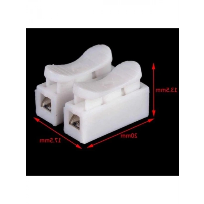 Mandallı Vidasız Klemens, Basmalı Tip, 2 Pin, 50li Paket