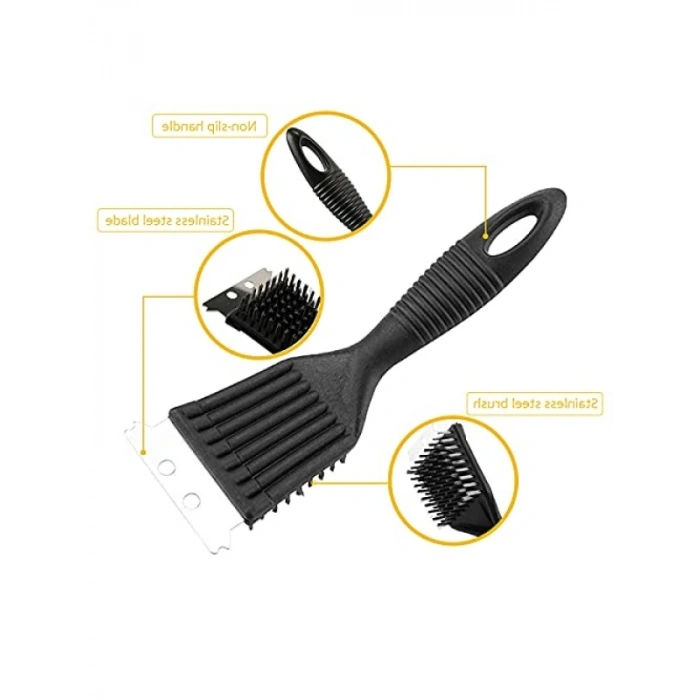 Mangal Temizleyici Seti, 2 Parça Metal Fırça ve Kazıyıcı