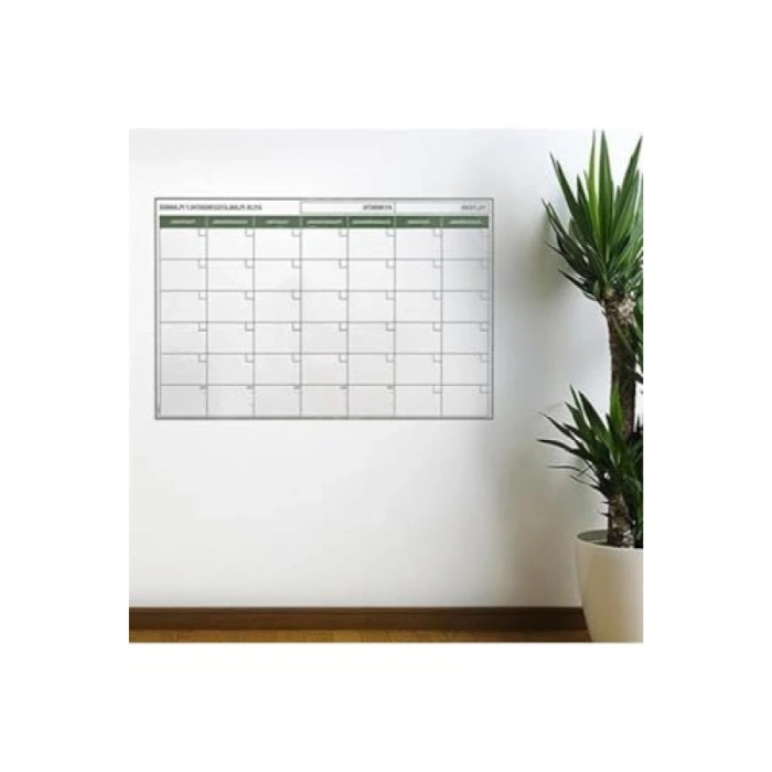 Manyetik Yapışkanlı Aylık Planlayıcı Takvim - 85x56 cm, Gri
