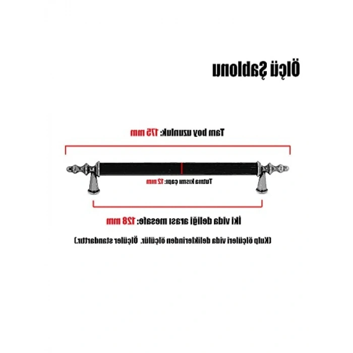 Mat Siyah Metal Çekmece Kolu, 128 mm, 10 Adet